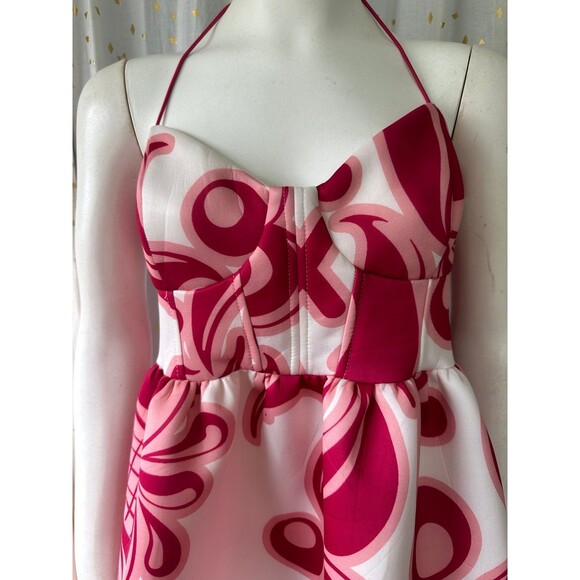 ASOS DESIGN Cupped Corset Bodice Retro Oversized Paisley Midi Prom Scuba Dress 8 - Picture 4 of 12